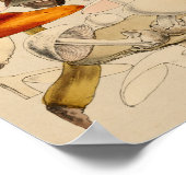 ヴィンテージマッシュルーム品種レッドブラウンアートプリント ポスター (角)