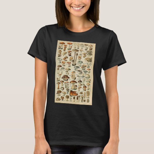 ヴィンテージマッシュルーム植物科学の実例 Tシャツ (正面)
