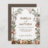 ヴィンテージマッシュルーム野花フェアコアフローラボホ 招待状 (正面/裏面)