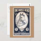 ヴィンテージマッチラベル – 馬頭 ポストカード (正面/裏面)