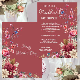 ヴィンテージマッドマルーンモダンタイポグラフィマザーズ 招待状