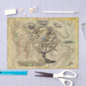 ヴィンテージマップとグローブと金ゴールドフレ華美ーム 薄葉紙 (クラフト)