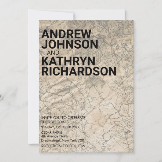 ヴィンテージマップのウェディング招待状 招待状 (正面)