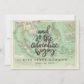 ヴィンテージマップの冒険がユニーク卒業 案内状 (正面)