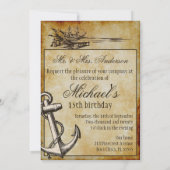 ヴィンテージマップの海賊バースデーパーティ招待状 招待状 (裏面)