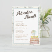 ヴィンテージマップアドベンチャーアウェイズベビーシャワー招待状 招待状 (スタンド正面)