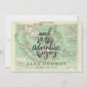 ヴィンテージマップアドベンチャー卒業パーティー 招待状 (正面)
