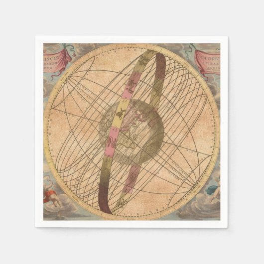 ヴィンテージマップアンティークデコペ航海のージ スタンダードカクテルナプキン (正面)