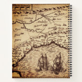 ヴィンテージマップイニシャル文字モノグラム名カスタム ノートブック (裏面)