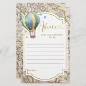 ヴィンテージマップエアバルーンベビーシャワーアドバイスカード (正面/裏面)