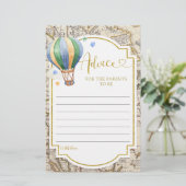 ヴィンテージマップエアバルーンベビーシャワーアドバイスカード (スタンド正面)