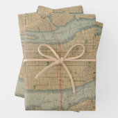 ヴィンテージマップオブニューヨークシティマンハッタンラッピングパ ラッピングペーパーシート (インサイチュ)