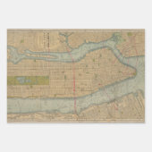 ヴィンテージマップオブニューヨークシティマンハッタンラッピングパ ラッピングペーパーシート (正面)