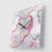 ヴィンテージマップオブボストン（1864年） スクエア壁時計 (傾斜)