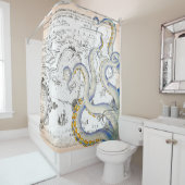 ヴィンテージマップグランジ触手 シャワーカーテン (インサイチュ)