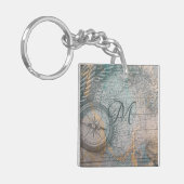 ヴィンテージマップコンパスモノグラム キーホルダー (正面左)