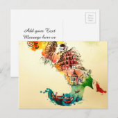 ヴィンテージマップシティトラベルラブウォーターカラー ポストカード (正面/裏面)