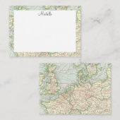 ヴィンテージマップスクリパーソナライズされたプト ノートカード (正面/裏面)