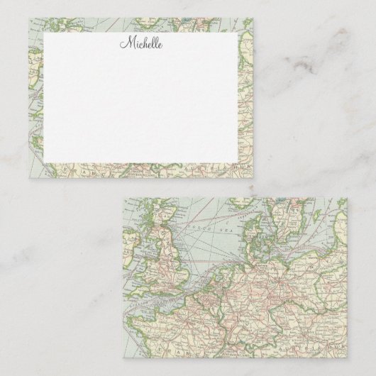 ヴィンテージマップスクリパーソナライズされたプト ノートカード (正面/裏面)