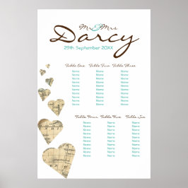 ヴィンテージマップハートシーティンググラフ ポスター