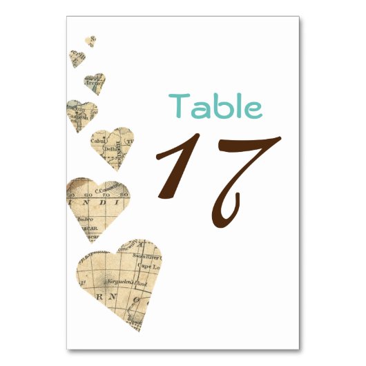 ヴィンテージマップハートテーブル番号 テーブルナンバー (正面)