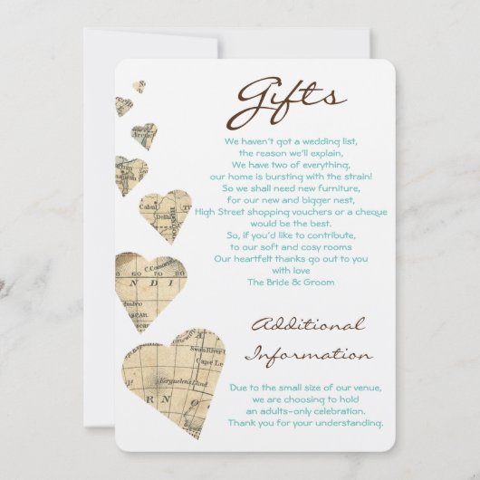 ヴィンテージマップハート夕べ招待状 招待状 (裏面)