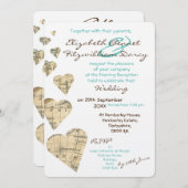 ヴィンテージマップハート夕べ招待状 招待状 (正面/裏面)