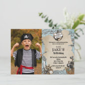 ヴィンテージマップパイレーツバースデーパーティーアホイマテイ 招待状 (スタンド正面)