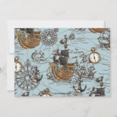 ヴィンテージマップパイレーツバースデーパーティーアホイマテイ 招待状 (裏面)