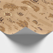 ヴィンテージマップパターン ラッピングペーパー (角)