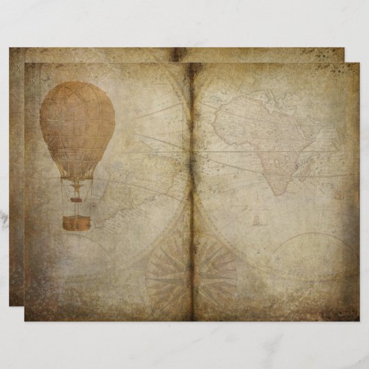 ヴィンテージマップパーチメントジャーナル紙 (正面/裏面)