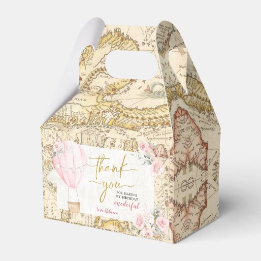 ヴィンテージマップピンクエアバルーンオンダーフル誕生日 フェイバーボックス (裏面サイド)