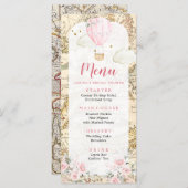 ヴィンテージマップピンクエアバルーンオンダーフル誕生日 メニュー (正面/裏面)