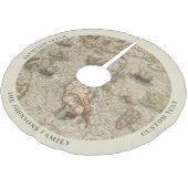 ヴィンテージマップファミリークリスマス ブラッシュドポリエステルツリースカート (アングル)