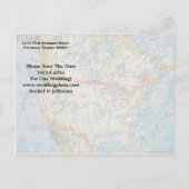 ヴィンテージマップフォトウェディング日付の保存 案内ポストカード (裏面)