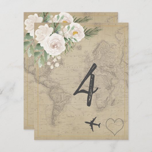 ヴィンテージマップブライダルシャワーゲーム番号4 (正面/裏面)