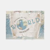 ヴィンテージマップベビーブランケット フリースブランケット (正面(横))