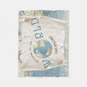 ヴィンテージマップベビーブランケット フリースブランケット (正面)