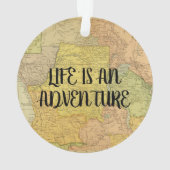 ヴィンテージマップライフは冒険引用文ことわざ オーナメント (裏面)