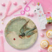 ヴィンテージマップ上に文字を含むアンティーク ペーパープレート (パーティー)