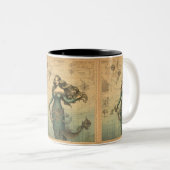 ヴィンテージマップ上のマーメイド航海の:ファンタジー ツートーンマグカップ (正面右)