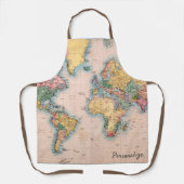 ヴィンテージマップ世界アトラスパーソナライズされたエプロン エプロン (正面)