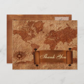 ヴィンテージマップ先ウェディングカサンキューード ポストカード (正面/裏面)