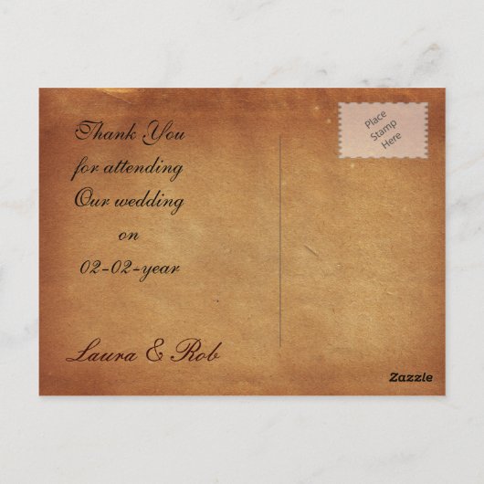 ヴィンテージマップ先ウェディングカサンキューード ポストカード (裏面)