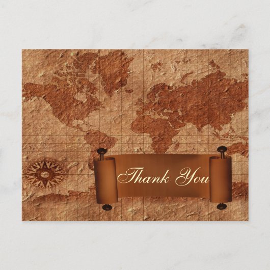 ヴィンテージマップ先ウェディングカサンキューード ポストカード (正面)