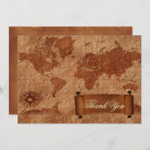 ヴィンテージマップ先ウェディングサンキューカード サンキューカード (正面/裏面)