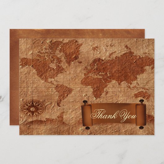 ヴィンテージマップ先ウェディングサンキューカード サンキューカード (正面/裏面)