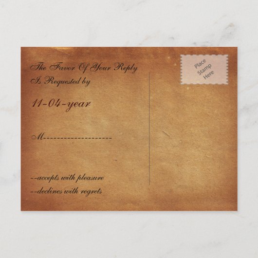 ヴィンテージマップ先ウェディングrsvpカード インビテーションポストカード (裏面)