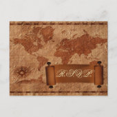 ヴィンテージマップ先ウェディングrsvpカード インビテーションポストカード (正面)