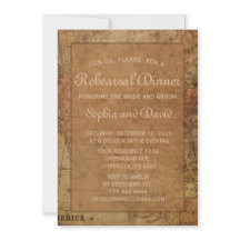 ヴィンテージマップ先リハーサルディナー招待状